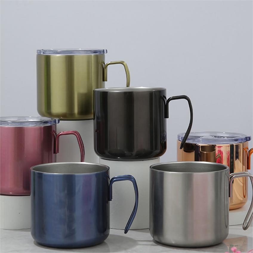 आसान कैरी स्ट्रॉन्ग मेटल आउटडोर हाइकिंग कैम्पिंग मग हैंडल के साथ