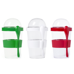 अनुकूलित थोक प्लास्टिक दूध दलिया कप चम्मच के साथ