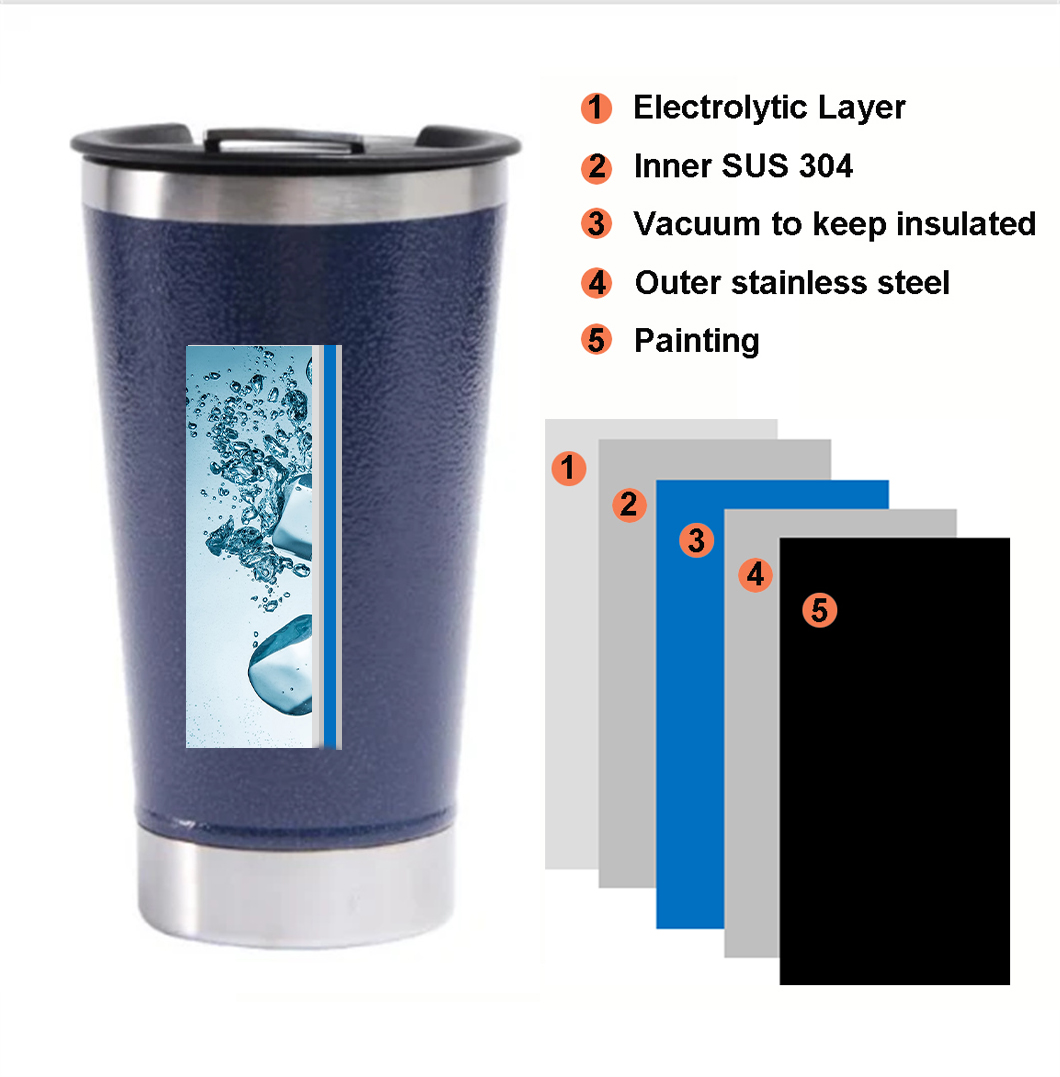 थोक ओपनर के साथ ठंड पुन: प्रयोज्य धातु बीयर मग रखें