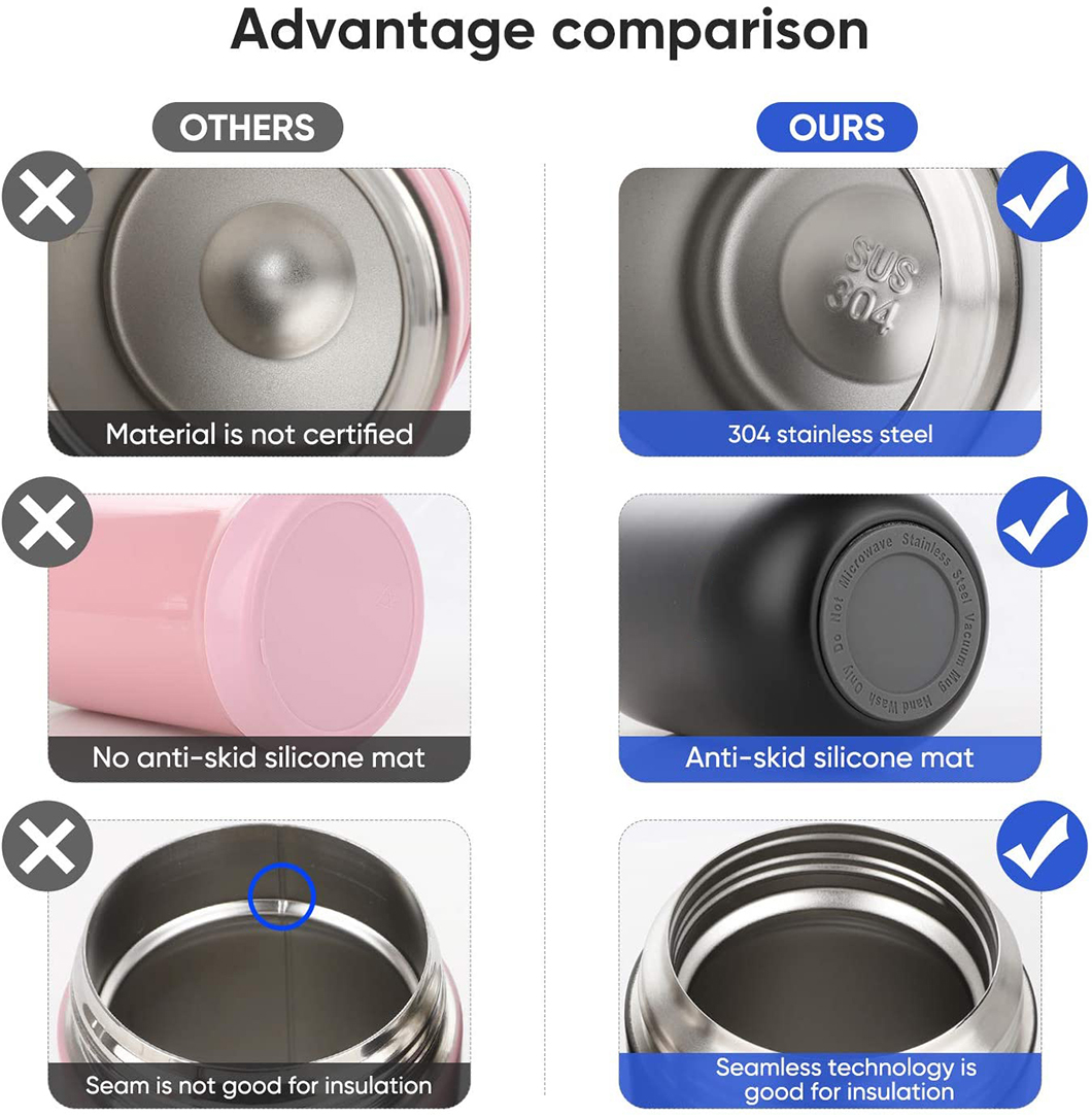 स्टेनलेस स्टील वैक्यूम इंसुलेटेड किड्स फूड जार निर्माता 